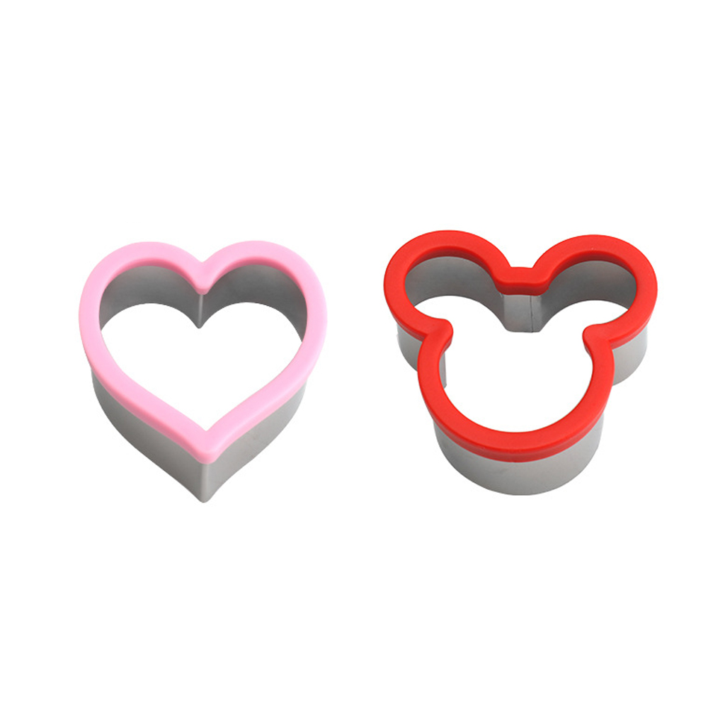 Cortadores de sándwich para niños, cortadores de formas de frutas y verduras, dinosaurio, corazón, estrella, Mickey, pan, tostada, comida, moldes para galletas: Rosa