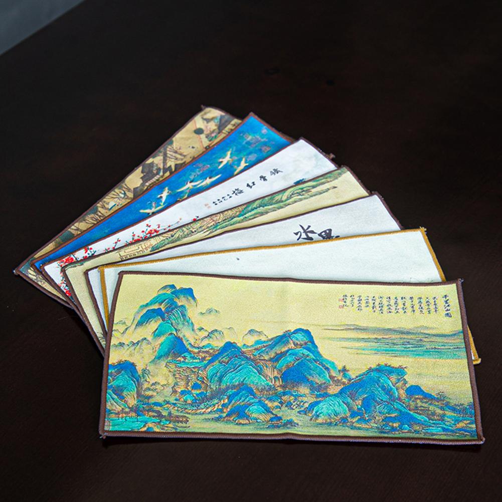 Chinese Painted Tea Towel Absorbent Rag Cotton Flax Table Cleaning Cloth Tea Cloth Household Dish Cleaning Wipe салфетки на стол