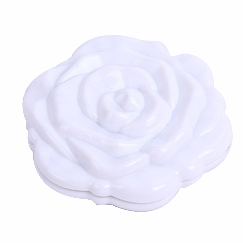 Multicolor mini rose blomst dobbeltsidig rundt speil bærbar reise stereo skjønnhet makeup verktøy fint: Hvit