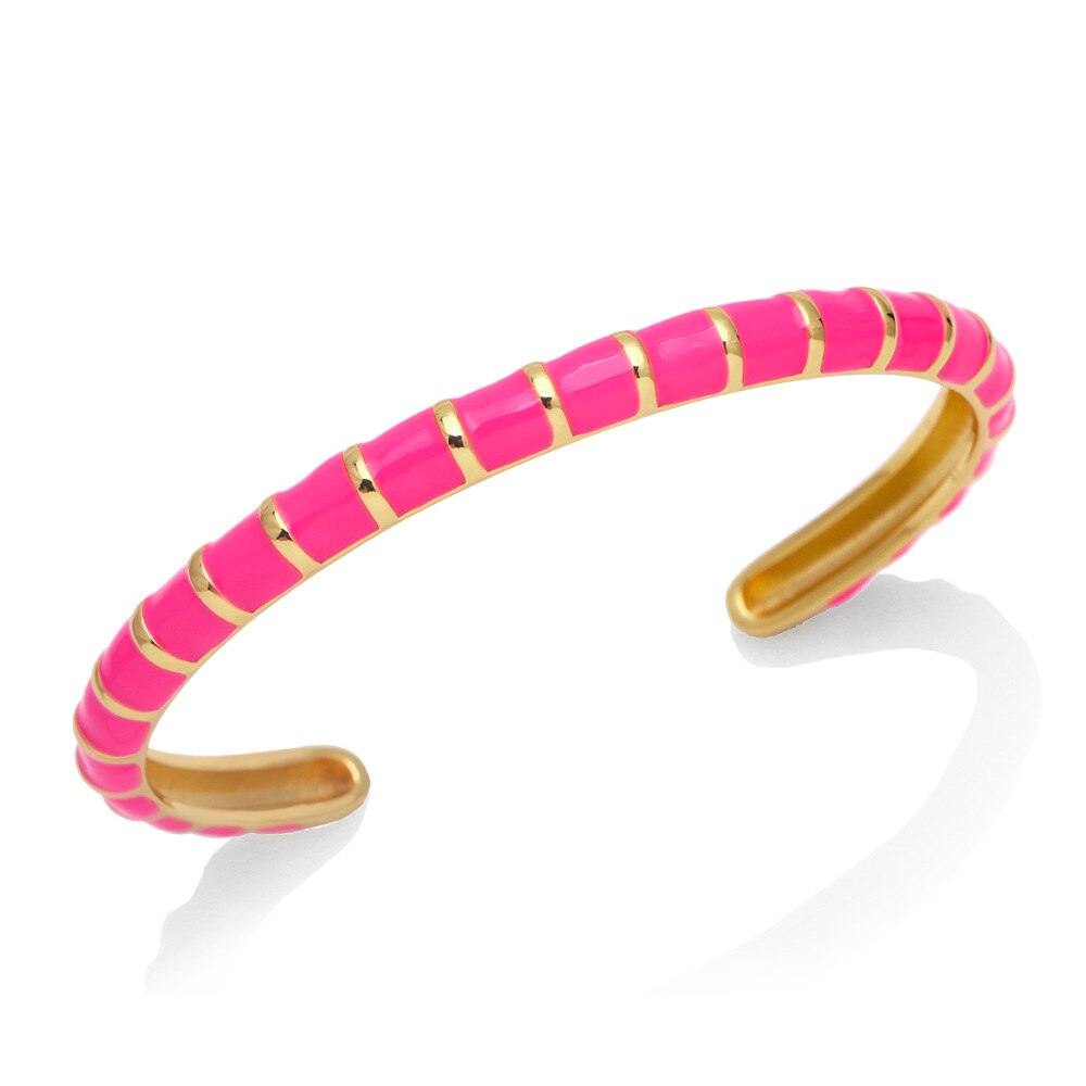 Y2K Mode Streep Emaille Manchet Armbanden Koperen Armband Armband 2022 Sieraden Voor Vrouwen Meisje Beach Party: Red