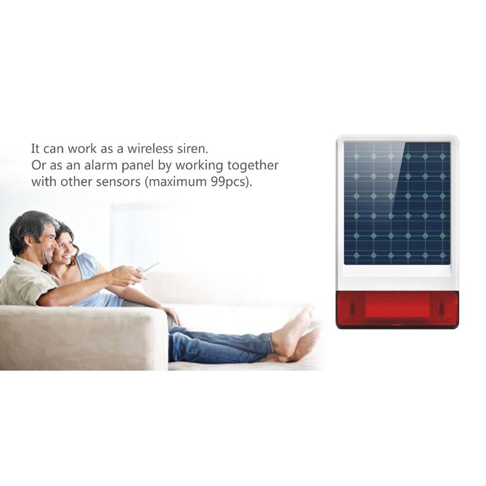 Solar Powered 433MHz Strobe Light Siren for Home Security Burglar Alarm System Home Security Alert Infrared Sensor