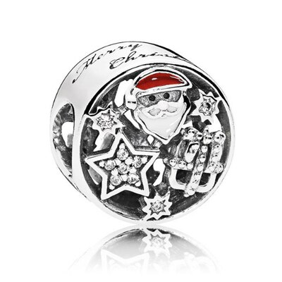 Hoge 100% 925 Sterling Zilver Crystal Kerstboom Sneeuwvlok Hanger Hanger Vrouwelijke Diy Armband Armband: 796364CZ