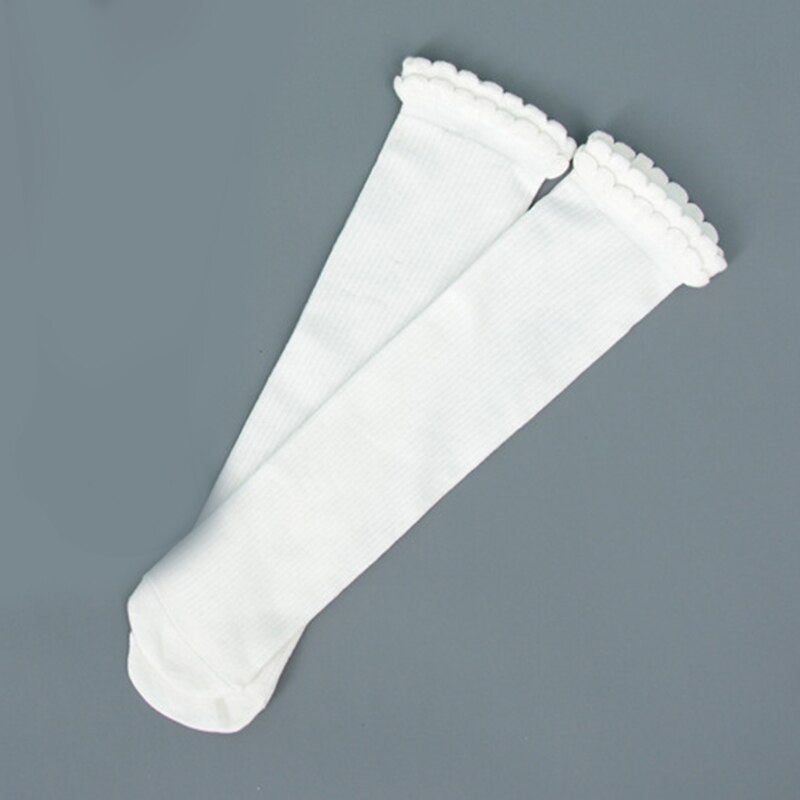 Kinderen meisjes lange sokken peuter baby jongens kniekousen zwart/wit kroon laarzen sokken katoen warme kinder beenwarmers: Wit