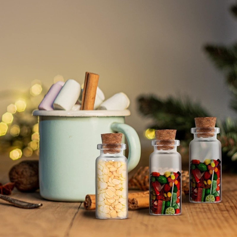 10 Uds Mini botellas de vidrio con tapones de corcho tarros de hechizo viales de poción botellas de mensaje de deseos para favores manualidades DIY 5ml-20ml