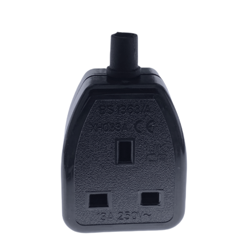 13A 250V UK British Standard Female Socket Power Adaptor Detachable Power Cord Cable Connector Socket White/Black