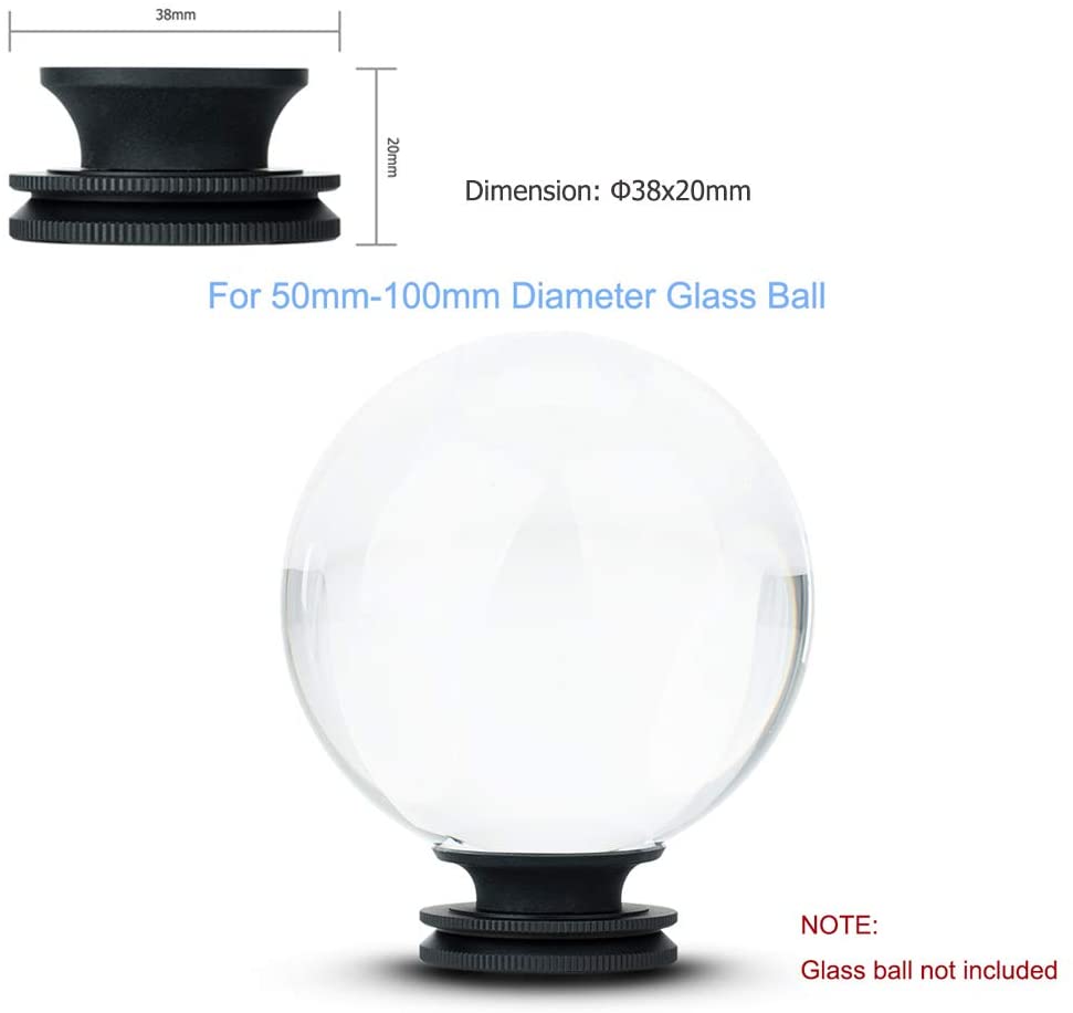 Crystal Lens Ball Stand for 50mm-100mm Diameter Glass Sphere, Suction Mount 1/4&quot;-20 Female Thread Arca Swiss Type Plate