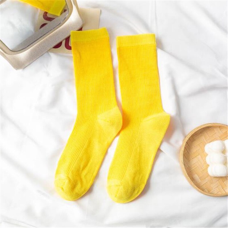 Women Japanese Korea High School Girls High Socks Loose Solid Colors Double Needles Knitting Cotton Long Socks: WZ020-18