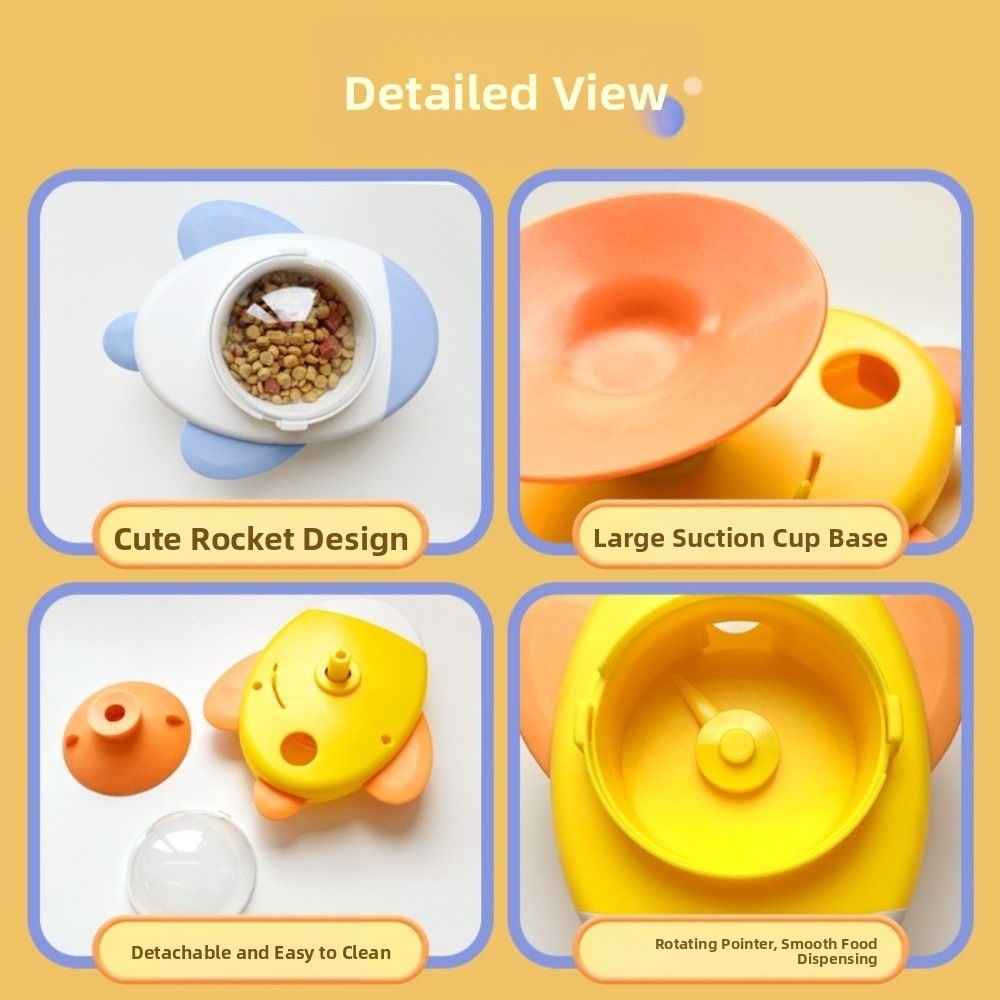 Pet Automatische Rotatie Feeder Antislipbasis Verstelbaar gat Cat Treat Dispenser Transparant venster Multifunctioneel