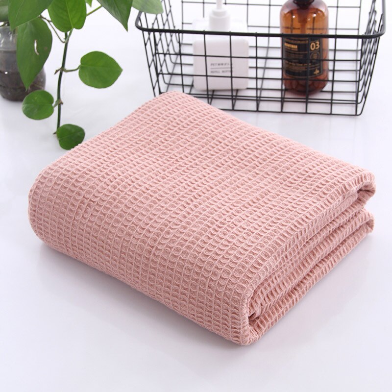 Japan Katoen Wafel Plaid Zomer Deken Voor Slaapbank Handdoek Quilt Vrouwen Wrap Deken Dutje Dekens Gooi Deken Voor Auto kantoor: Pink