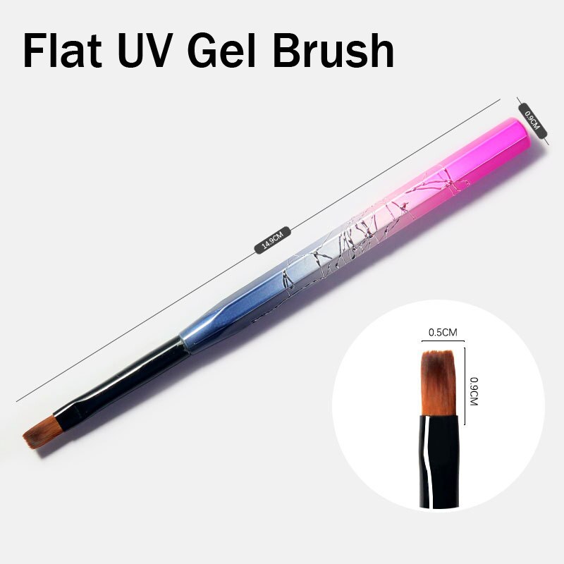 1pc spiker Kunst pensel liner gradient skyggelegging maleri tegning blomster penn Tips akryl gel uv pusse manikyr verktøy: flat uv gel børste