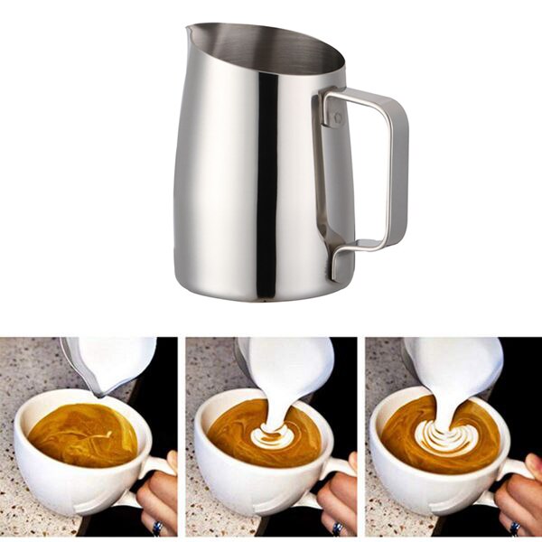 400Ml Stainless Steel Pull Coffee Cup Milk Foam Pot Cup Sharp-Nosed Diagonal Coffee Milk Cup Suitable for Barista Cappuccino Cap
