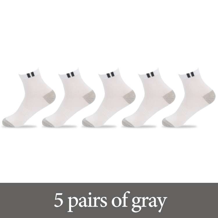 Chaussettes longues en coton pour hommes, 5 paires = 10 pièces, chaussettes de sport, souples et respirantes, confortables et respirantes: gray 5pair