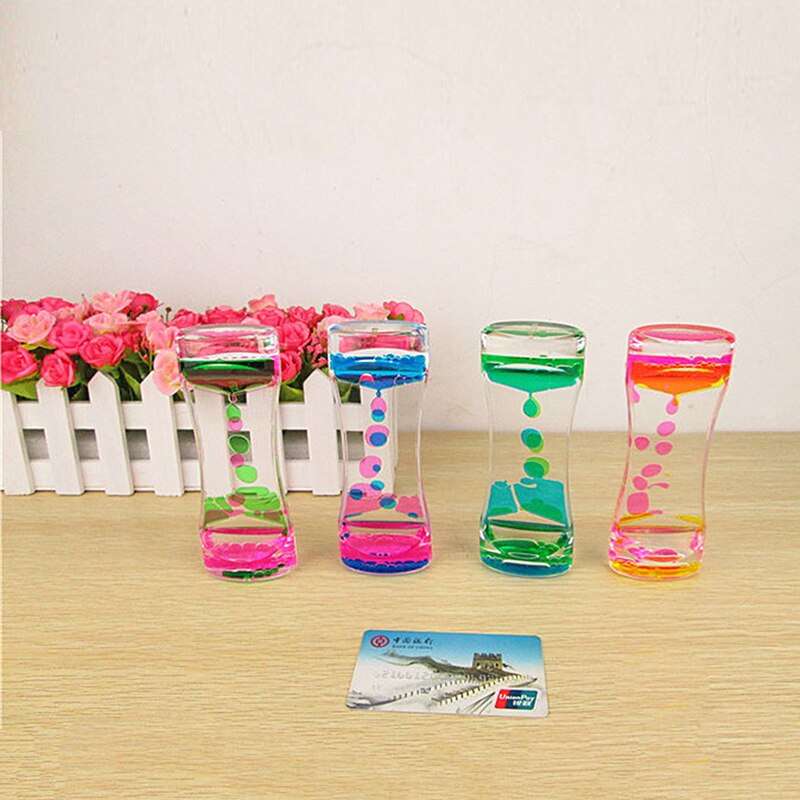 1pc Farbe Zufällig Schwimm Illusion Timer Flüssigkeit Bewegung Acryl Timer Visuelle Öl Ornament Glas Uhr Heimat Dekorationen