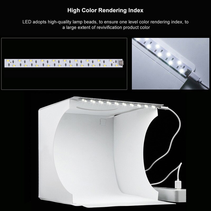 Mini Led Lightbox Desktop Folding Photo Studio Box Schieten Lichtbak Fotografie Photobox Tent Lightbox Kit 6 Kleuren Achtergronden