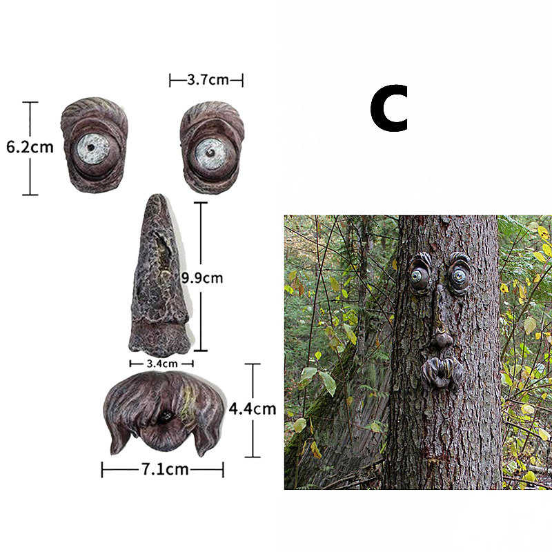 Lofytain DIY Funny Old Man Tree Face Hugger Garden Art Outdoor Tree Amusing Old Man Face Sculpture Whimsical Tree Face: Dark Grey