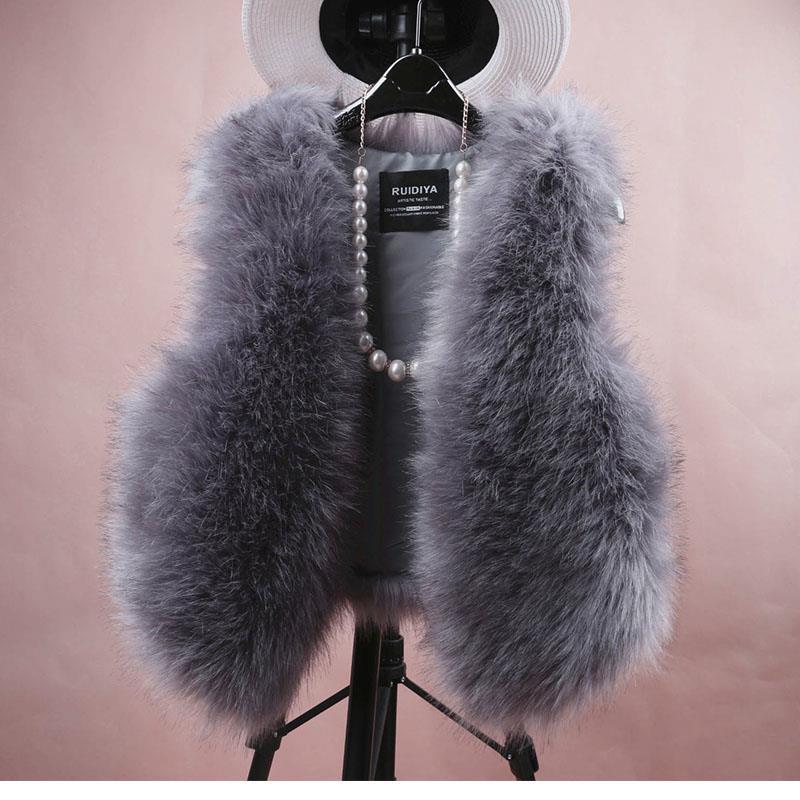 Rode Winter Herfst Vos Kunstmatige Bont Gras Vest Girl Vest Losse Jas Vest Mouwloze Doek Over Top Kleding Voor Vrouwen: Donkergrijs