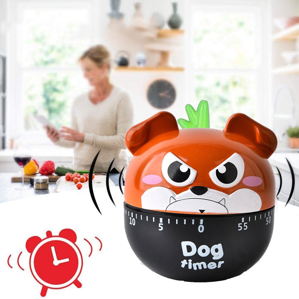 Cartoon Dog Kitchen Timer Cooking Alarm Countdown Mechanical Timer 60 Minutes for Household Kitchen Easy Supplies