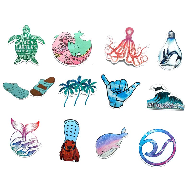 50 Stuks Auto Styling Hawaii Surf Auto Sticker Vinyl Beach Club Laptop Reizen Bagage Decal Waterdicht Accessoires