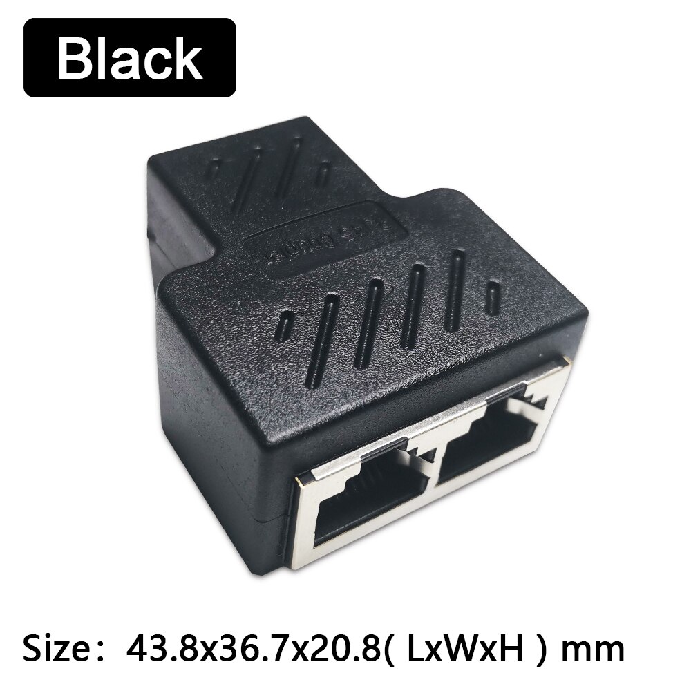1 To 2 Ways RJ45 Ethernet LAN Network Splitter Double Adapter Ports Coupler Connector Extender Adapter Plug Connector Adapter: Black