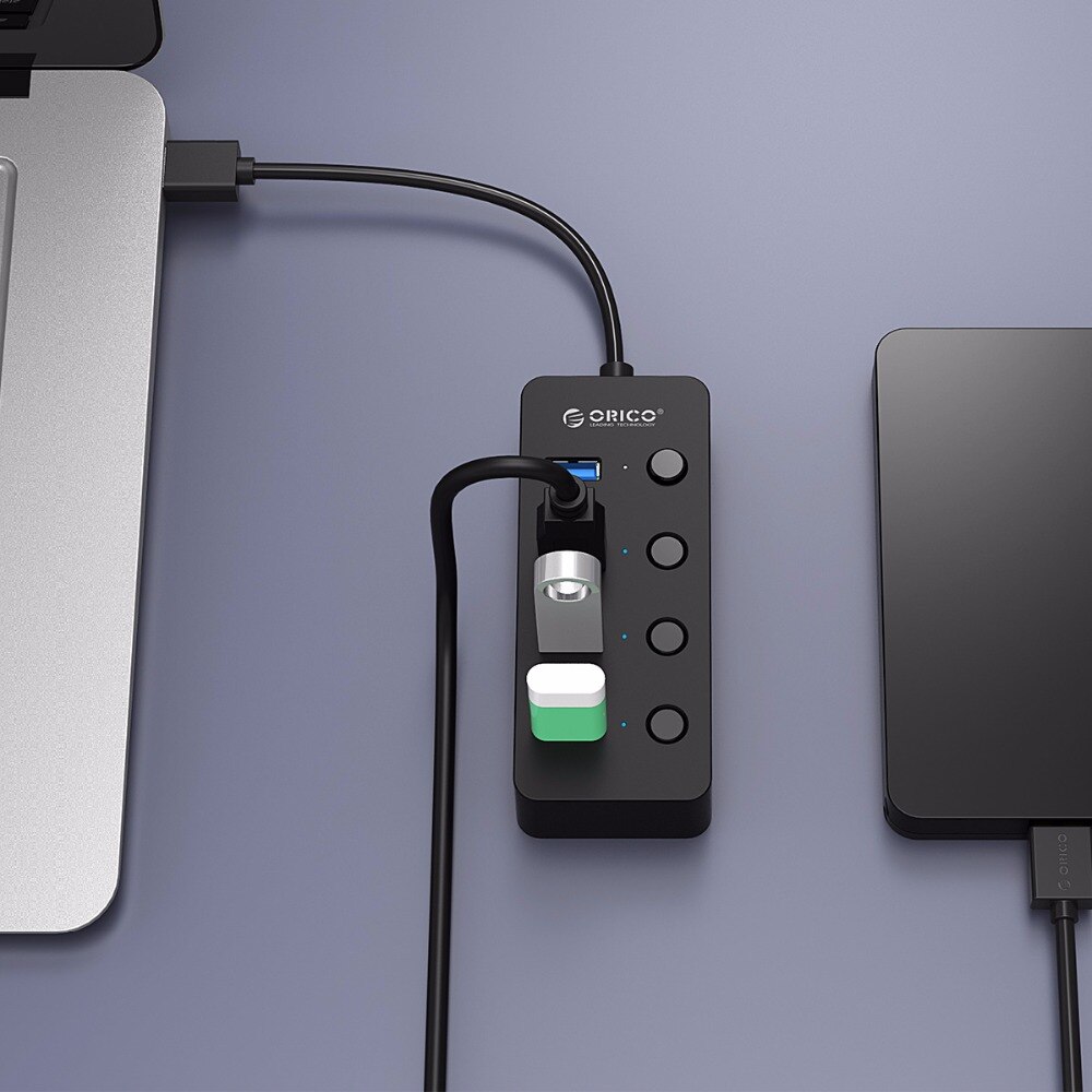 ORICO USB HUB 4 Ports USB 3.0 HUB High Speed Usb Spliter with Individual Power Switches for Apple Macbook Air Laptop PC Tablet