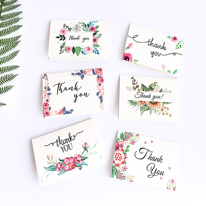 6pcs/set Thank you retro floral pattern invitation card Greeting card decoration card