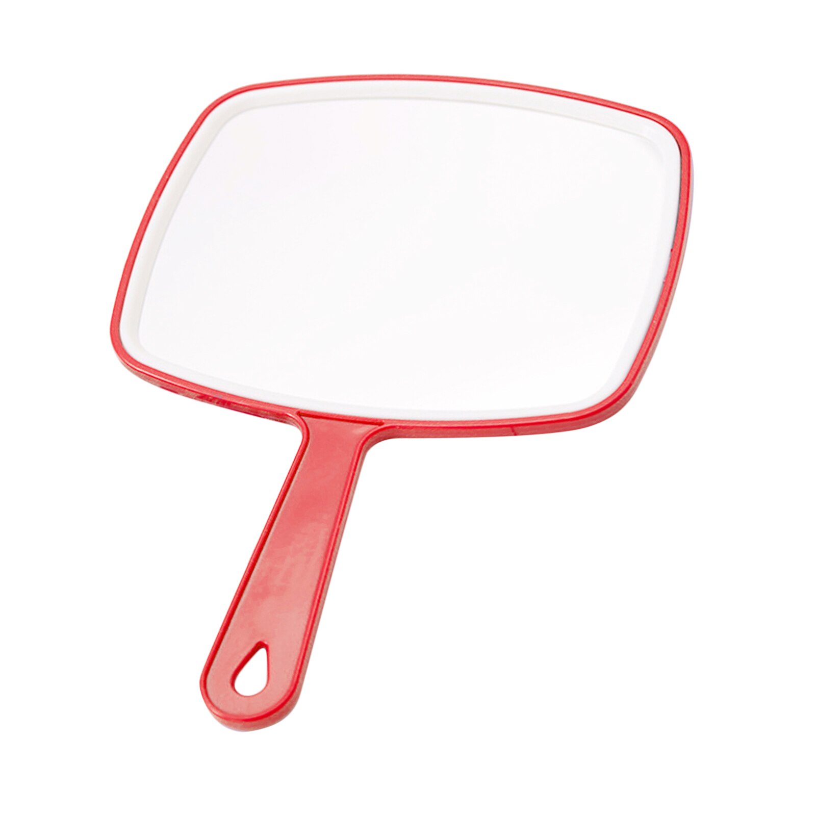 Espejo de mano cuadrado para salón de belleza, herramienta de espejo de mano con mango grande, estilista de pelo: Red
