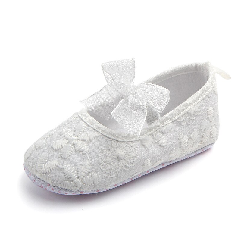 Mode Baby Meisjes Crib Schoenen Pasgeboren Eerste Stappen Peuter Bloem Boog Loafers Zuigeling Tenis Voor 1 Jaar Oude Schoeisel Pop schoen: WHITE / 13-18 months