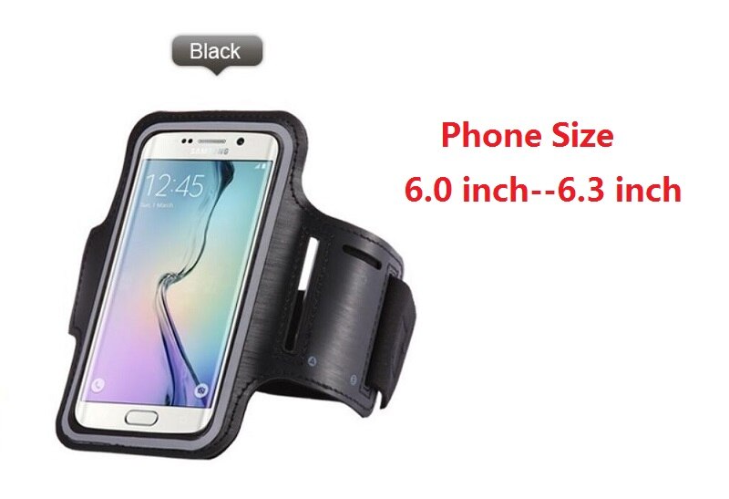 Brazalete para teléfono móvil, funda para iPhone, Samsung, Xiaomi, Huawei, 4,5 ''a 6,3'', funda con soporte para teléfono móvil, brazalete de mano: Size 6-6.3(black)