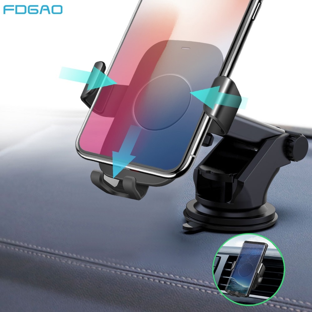 FDGAO Qi Auto Draadloze Oplader voor iPhone 11 Pro XS max Samsung S9 S10 Mobiele Telefoon Oplader Snel Opladen Auto telefoon Houder Stand