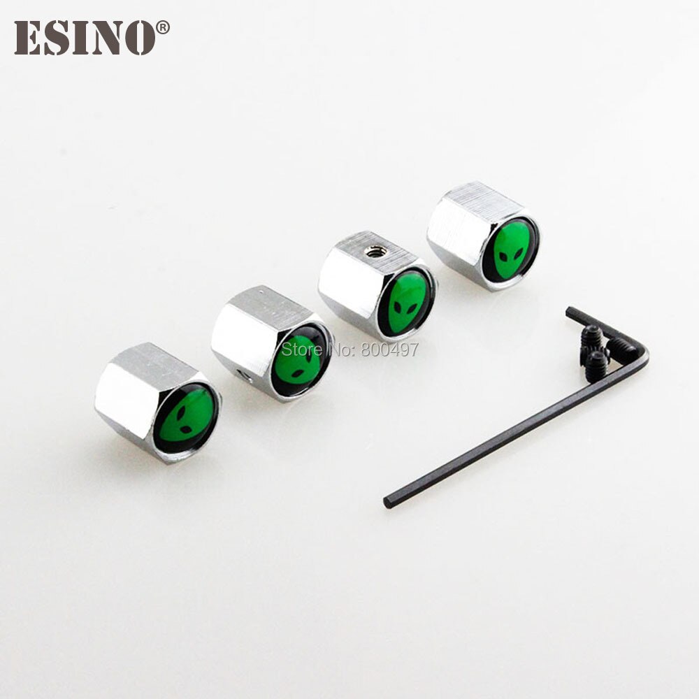 4 x Car Styling Alien Anti-theft Stainless Universal Steel Wheel Tire Valve Stems Caps Car Wheel Tire Stem Air Valve Caps