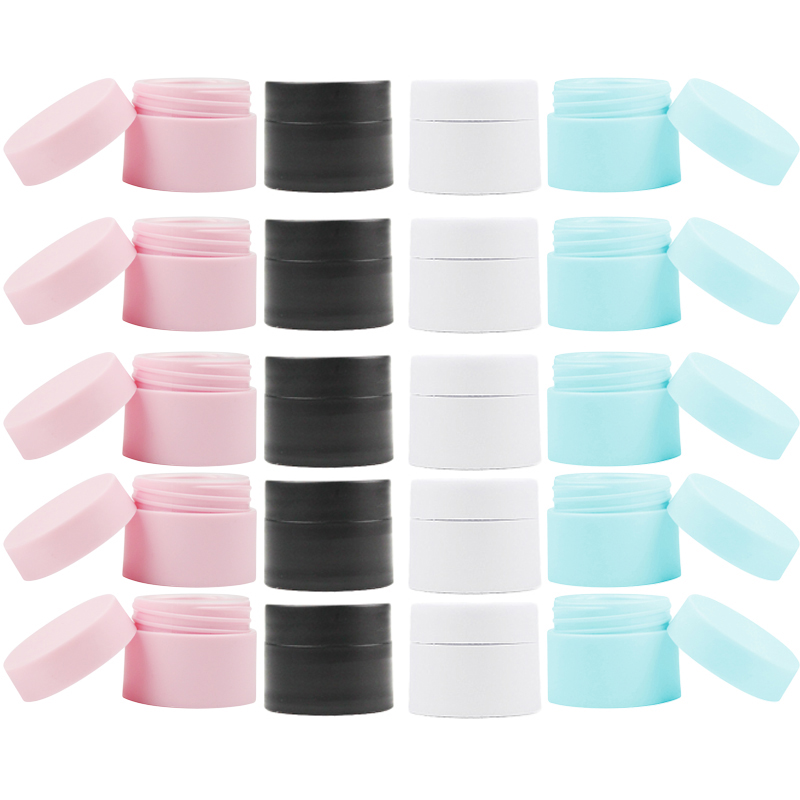 30 stuks 5g/10g/15g/20g/30g/50g roze plastic potjes, matglazen potjes voor cosmetische crème, lege dubbelwandige potjes voor los poeder met schroefdeksel: Hemelsblauw / 60ml