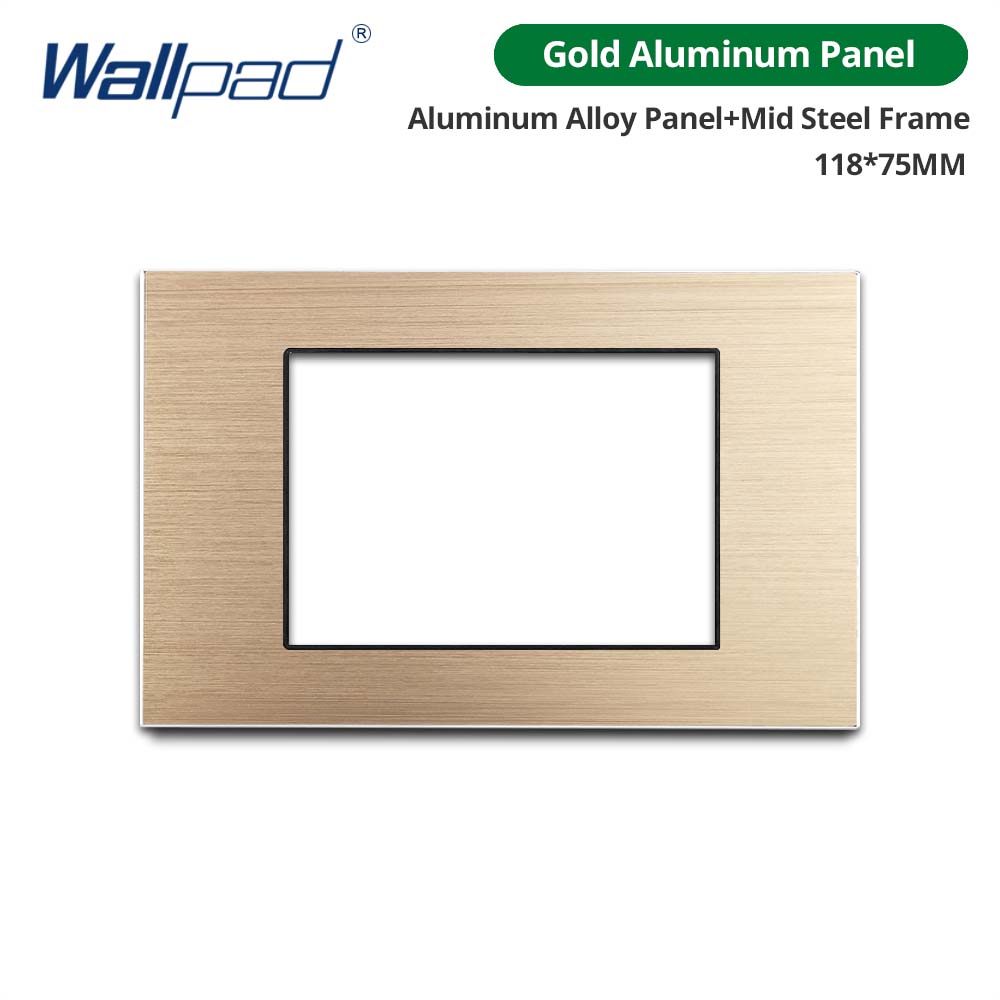 Wallpad DIY Black Tempered Glass Stainless Steel Aluminum Panel Wall Light Switch and Socket 118*75mm Module Frame Only
