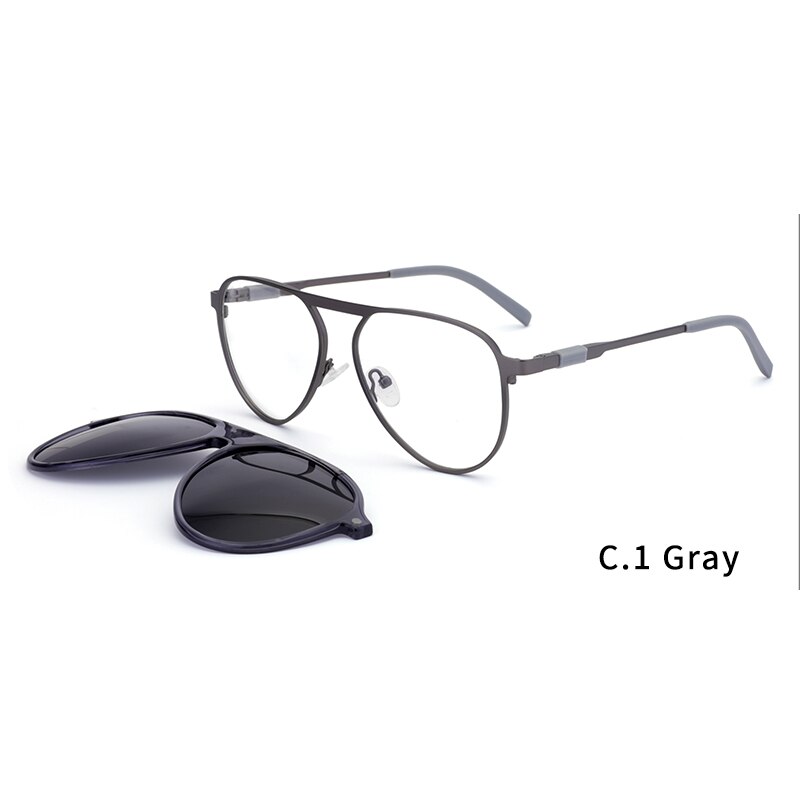 Ceofy Men Aviator Glasses Frame Magnet Clap Polarized Sunglasses Optical Myopia Eyeglasses Frame 39982: 39982C1