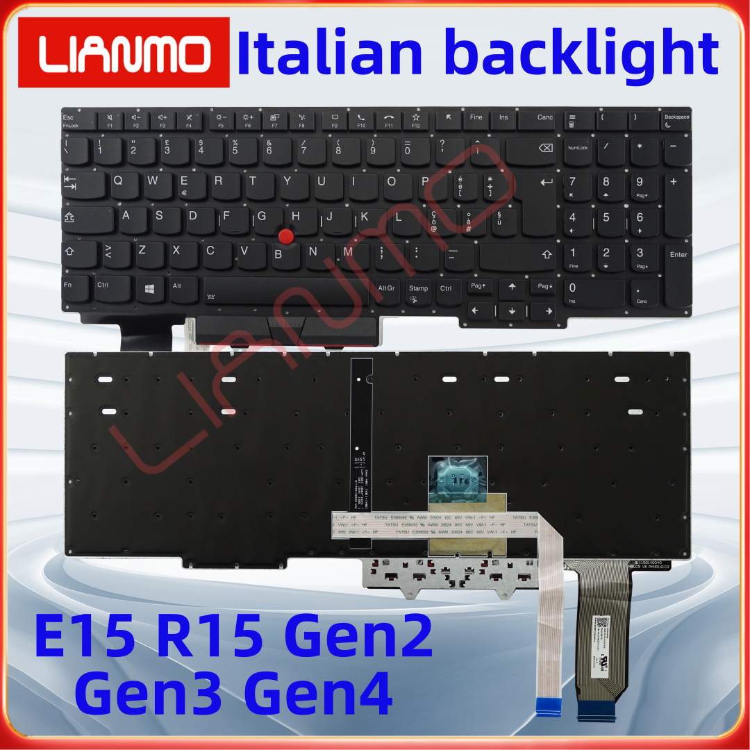 Clavier d'ordinateur portable américain/royaume-uni/russe/français/espagnol/italie adapté au clavier rétro-éclairé Lenovo Thinkpad E15 R15 Gen2 Gen3 Gen4: Grey