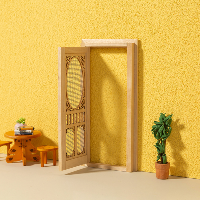 1/12 Poppenhuis Miniatuur Hout Externe Enkele Deur Houten Raamkozijn Diy Accessoires Pophuis Meubels Speelgoed Multi Stijlen
