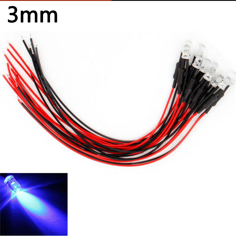 Luces LED de 10 piezas para coche de control remoto, accesorio de 3mm/5mm, 12v para 1/10 RC Crawler Drift Car TRX4 Defender AXIAL SCX10 D90 1/14 Tamiya RC Truck Scania Actros Part: Azul marino