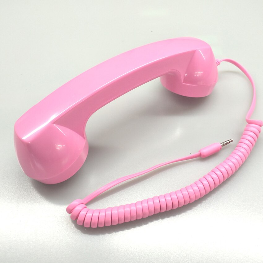 Vintage Retro Telefoon Handset Mobiele Telefoon Ontvanger Mic Microfoon Voor Mobiel Smartphone, 3.5 Mm Socket, 100 Cm Kabel: Pink