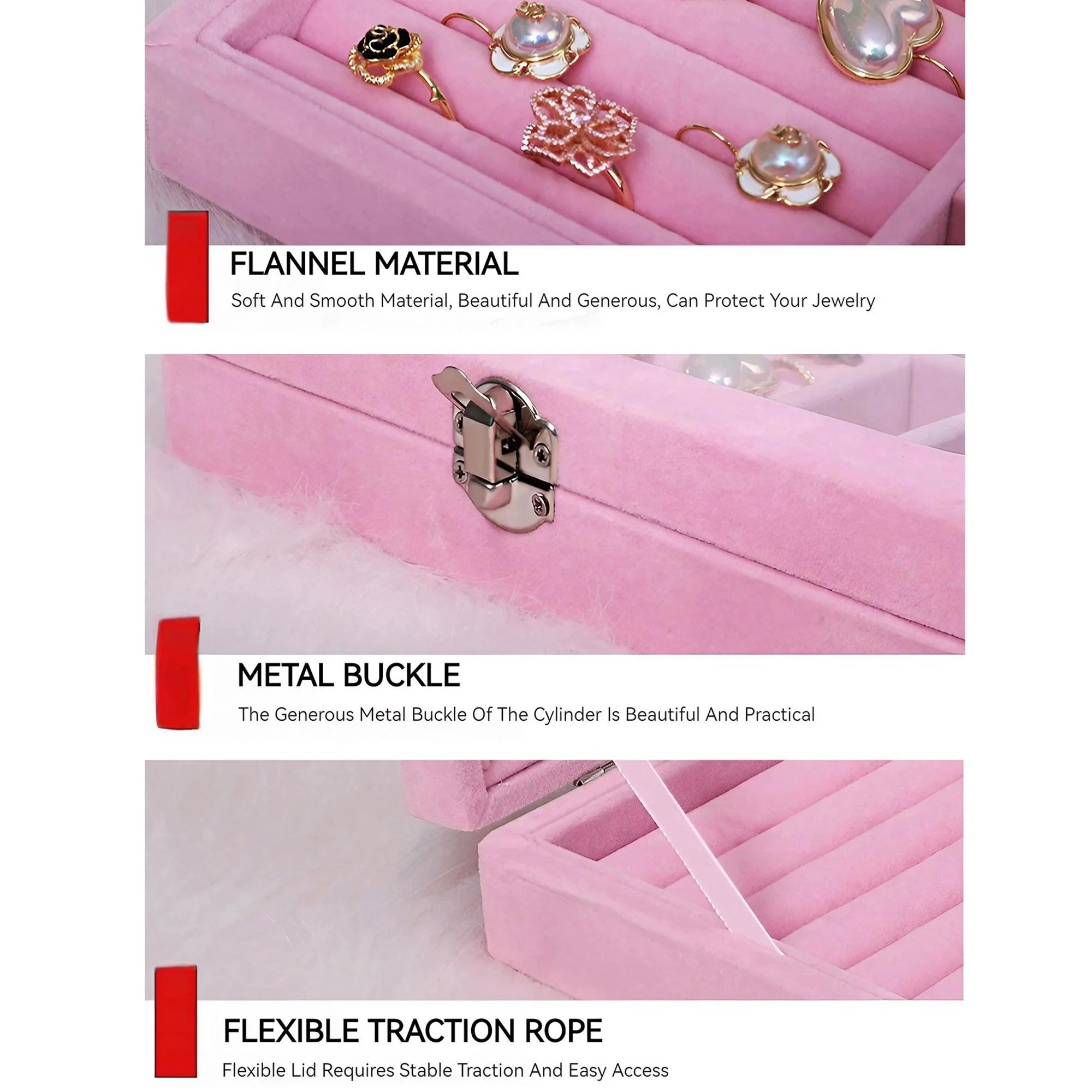 Fluwelen ring-organizerdoos - Sieradenhouder met doorzichtig deksel, stofdichte opbergbak voor ringen en oorbellen voor meerdere sieradenstukken