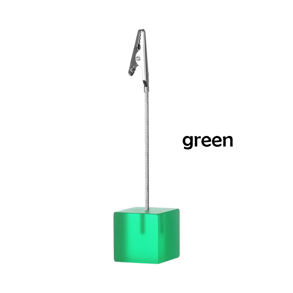 Abrazadera de clip para notas de fotos, base cuadrada de resina , soporte para tarjetas, notas y fotos, soporte de clip digital para mesa: green