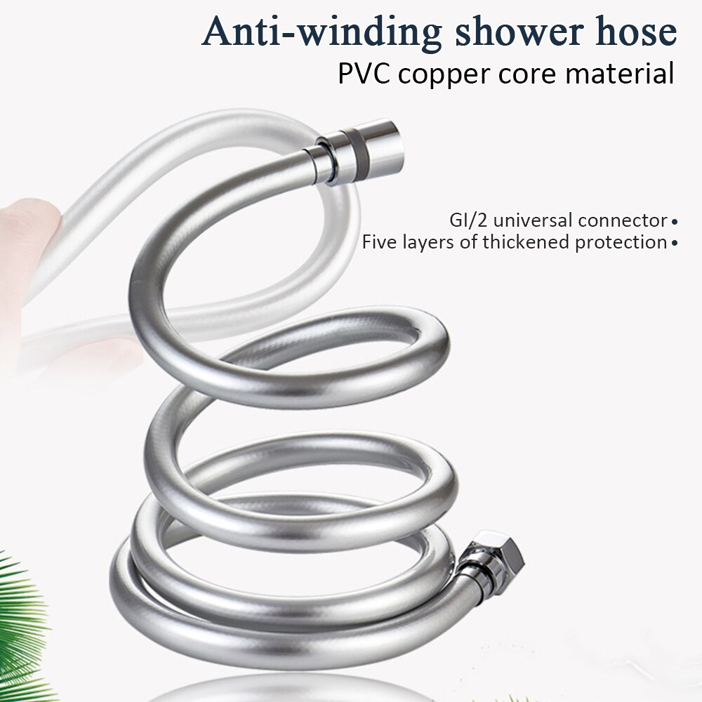 PVC High Pressure Silver PVC Smooth Shower Hose For Bath Handheld Shower Head Flexible Shower Hose