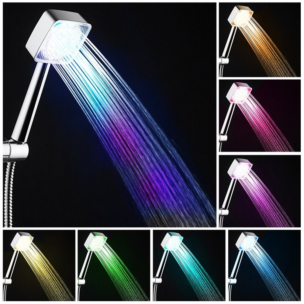 Led Douchekop Nozzle Regendouche Kleurrijke Led Waterbesparende Hoge Druk Thuis Handheld Nozzle 6/8 Inch Badkamer Douche: Geel