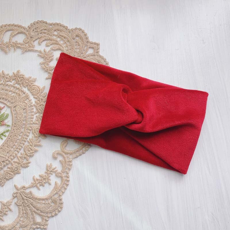 Diademas para mujer, vinchas elásticas de terciopelo con nudo cruzado abrigadas para invierno, turbante suave de Color liso, accesorios para el cabello a la para niñas, diademas: Red