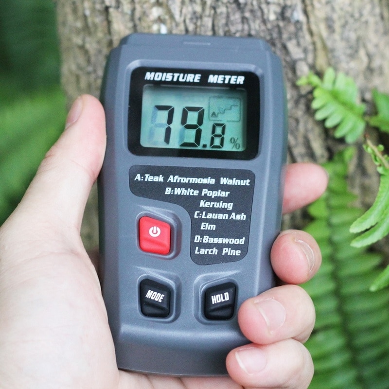 Wood Moisture Meter Hygrometer Damp Detector Tree Density Digital Tester Grey EMT01 Wood Humidity Tester
