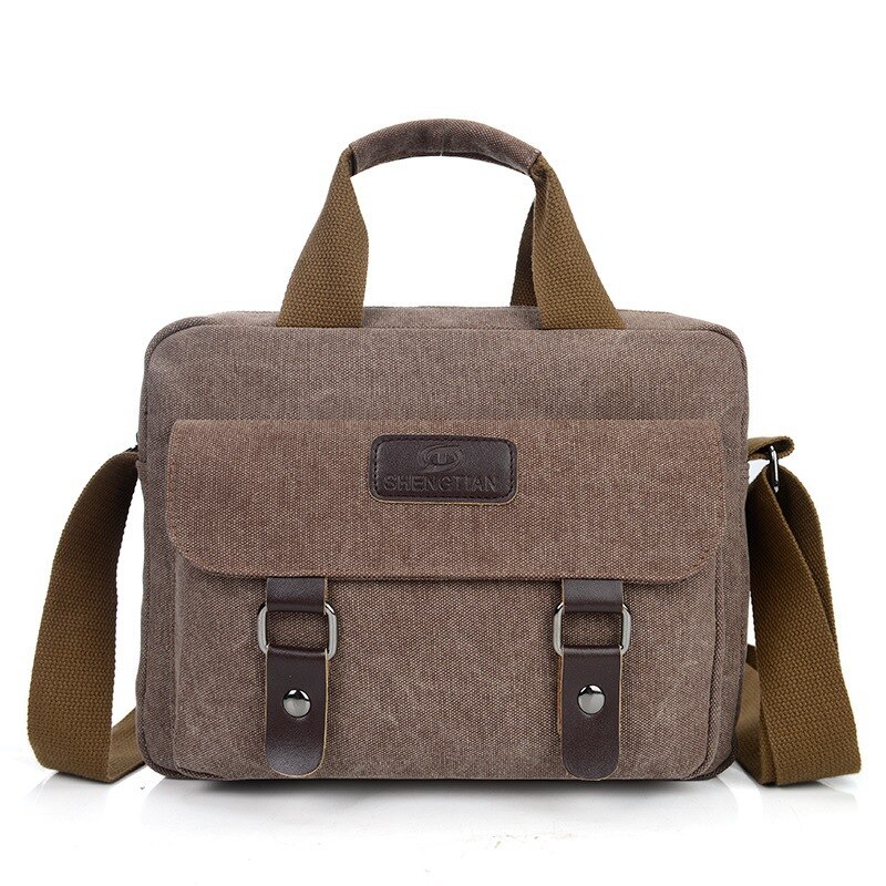 Scione Klassieke Mannen Canvas Aktetas Tas Retro Toevallige Schoudertas Multifunctionele En Grote Capaci Messenger Bag: Bruin