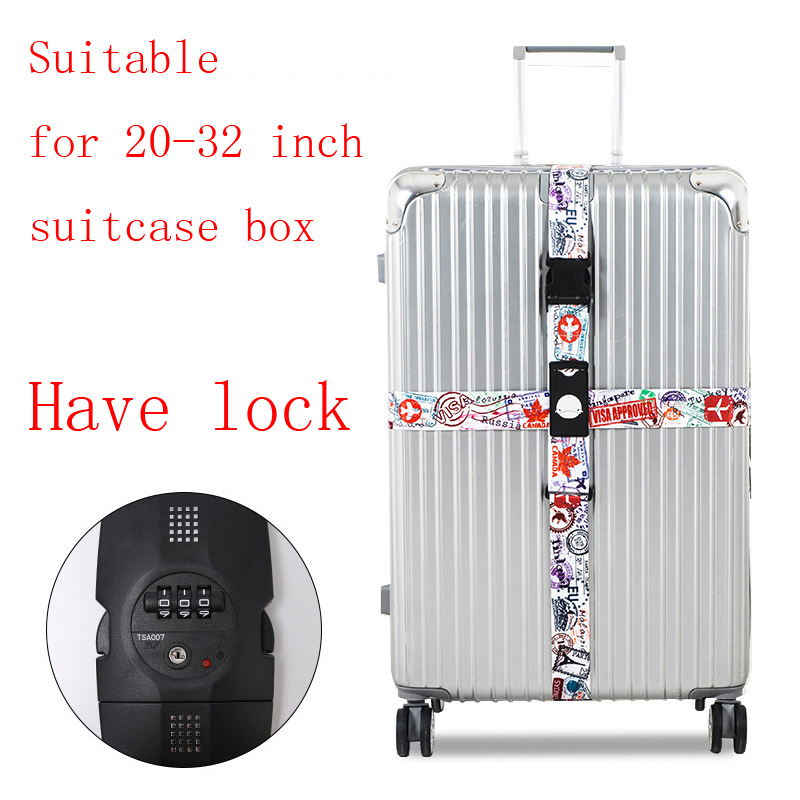 The Luggage rope Cross belt adjustable Travel Suitcase band Luggage elasticity Straps travel accessorie Suitcase box Straps: Have lock H6