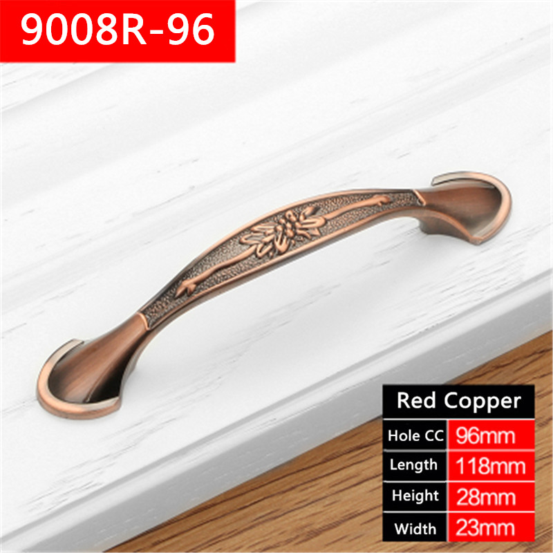 Maçanetas para armários e móveis, puxadores de gaveta para armários, máquinas de bronze e cobre vermelho: 9008R-96