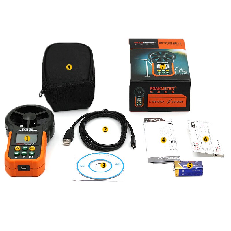 MS6252A/MS6252B Industrial LCD Digital Anemometer Thermometer Anemometro Wind Speed Air Velocity Humidity Measuring With Usb