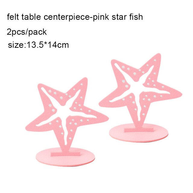 2 stk diy havfrue tema filt borddekorasjon til under havet tema låve/voksne bursdagsfest baby dusj festutstyr: Rosa sjøstjerner