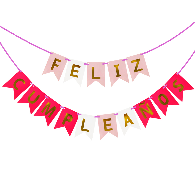 1 sett spansk gratulerer med dagen Bunting banner brev feliz cumpleaños papir krans bursdagsfest hengende flagg dekorasjon forsyning