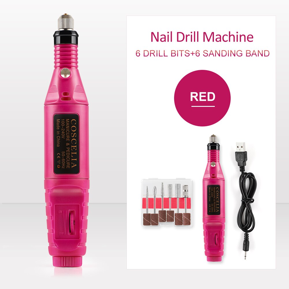COSCELIA Electric Nail Drill Machine Manicure Machine Nail Art File Ceramic Nail Drill Bits Sanding Nail Tools Set: USB 01